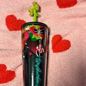 Starbucks Festive Tumbler with Green Bow Straw